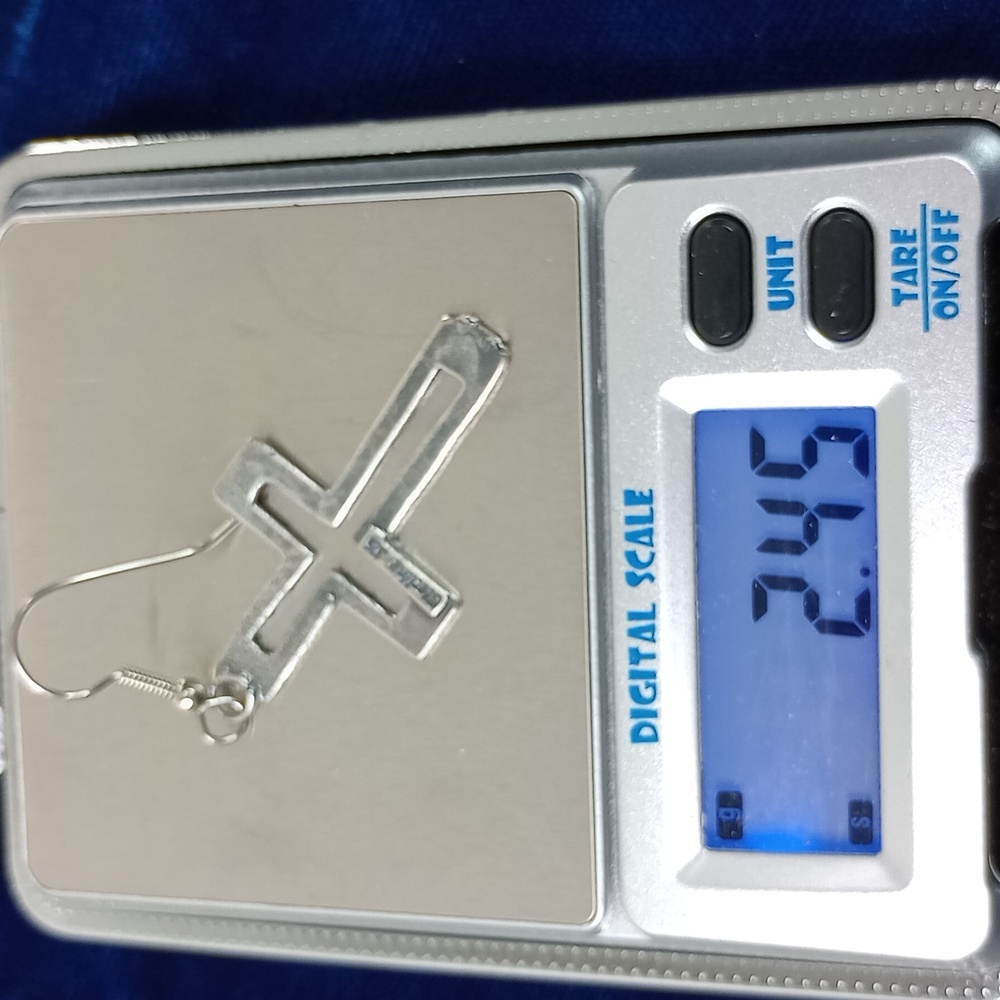 Sterling Silver Cross Dangle Earrings - Picture 8 of 10